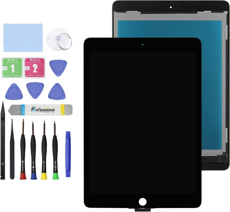 GBOLE 9.7" LCD Screen Replacement for iPad Air 2 (2nd Gen) A1566 A1567 Display LCD Assembly + Glass Touch Digitizer + Repair Kit (Black) - Image 1